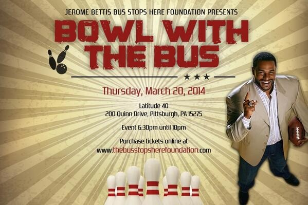 Bowl with the Bus, Jerome Bettis Fundraiser, The Jerome Bettis Bus Stops Here Foundation, Craig Wolfley, Pittsburgh Sports, Pittsburgh Steelers