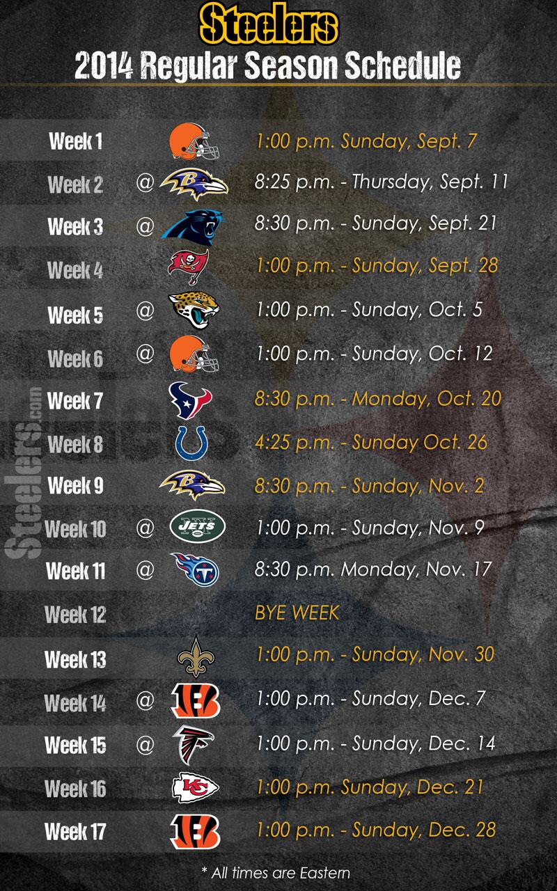 Pittsburgh Steelers 2014 NFL schedule